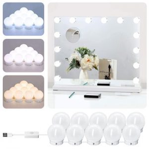 LED Professional Makeup Mirror Light Full Backlit Mirror USB Dimmle Table Mirror with Light 3 Colors Hollywood Vanity Lights