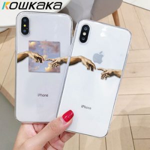 Kowkaka Luxury Art Line Pattern Phone Case For iPhone 11 Pro Max 12 Mini X XR XS 6 6s 7 8 Plus Clear Mona Lisa David Back Cover