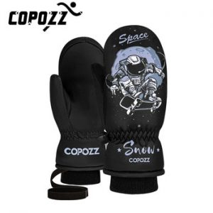 COPOZZ Child Ski Gloves 3M Thinsulate Winter Keep Warm Finger Mittens Cute Cartoon Waterproof Ultralight Snowboard Gloves Kids