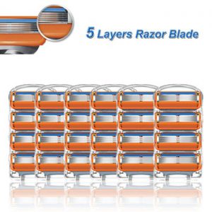 Manual Shaving Razor Blades 5 Layers Stainless Steel Replacement Heads Fit Gillette Fusion 5 Straight Shaving Cassettes For Men