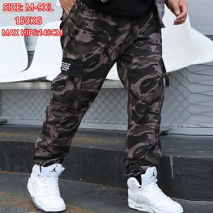 Men's Camouflage Pants Streetwear Large Size 9XL Cargo Pants Elastic Waist Band Joggers Male Trouser Hip Hop Army Camo Sweatpant