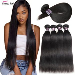 Ishow Bone Straight Human Hair Bundles Brazilian Hair Weave Bundles 30 Inch Virgin Hair Bundles Sew in Hair Bundles Extensions