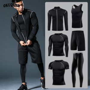 Men Sportswear Compression Sport Suits Quick Dry Running Sets Clothes Sports Joggers Training Gym Fitness Tracksuits Running Set