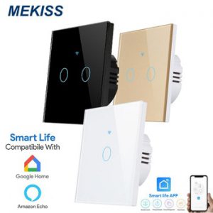 Touch switch EU light switch WIFI network mobile phone APP remote control 1gang2gang3gang AC110V220V Luxury tempered glass panel