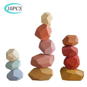 Children's Wooden Colored Stone Jenga Building Block Educational Toy Creative Nordic Style Stacking Game Rainbow Wooden Toy Gift