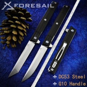 FORESAIL Folding Knife DC53（A8）Steel and 5" Durable Non-Slip G-10 Handle ceramics ball bearings Outdoor Hunting EDC knife Tool