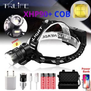 8000LM Most Powerful XHP90.2 LED Headlamp USB Rechargeable Headlight Waterproof Zoom Fishing Light Use 18650 Battery XHP70 P100