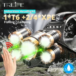 IR Sensor LED Headlamp Zoomable Induction Fishing Headlight 18650 Battery Hand Free Rechargeable T6 Head Lamp Lantern 3/5LEDs