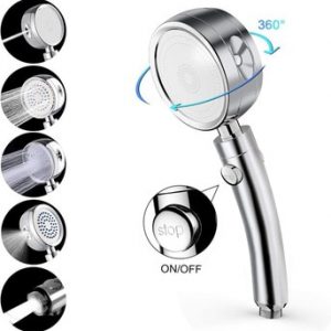 Handheld Shower Head High Pressure 5 Function Adjustable Bath Shower Jets with On/Off Pause Switch Removable Filter with Hose