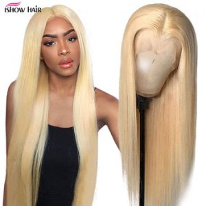 Ishow Blonde Lace Front Wig 613 Transparent Lace Wigs 8-30 Lace Front Human Hair Wigs For Women Pre Plucked Middle Part