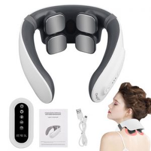 Electric Smart Neck and Back Pulse Massager Wireless Heated Red Light Cervical Vertebra Relax Pain Relief Kneading Machine 4Head