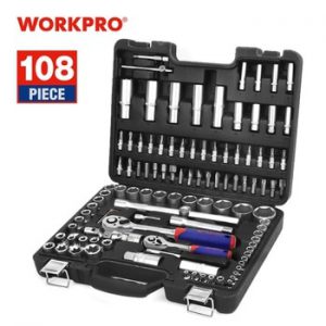 WORKPRO 108PC Car Repair Tool Set Auto Repair Tool Kits Sockets Set Bit Set Ratchet Spanners Wrench