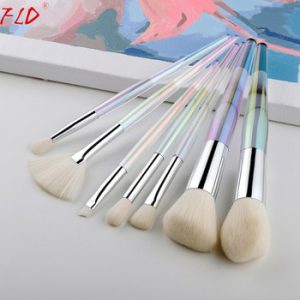 FLD 7Pcs Colorful Makeup Brushes Set Crystal Blush Brush Set Eyeliner Powder Foundation Fan Face Eye Make Up Brushes Set