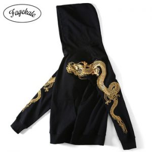 2020 Autumn and winter new national tide Chinese style dragon embroidery loose cotton pullover hoodie men jacket tide Sweatshirt