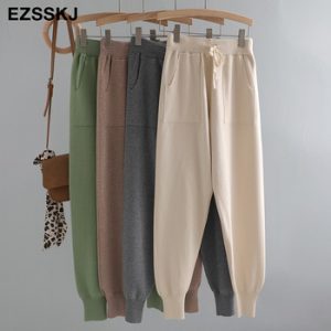 Women Elastic Waist Drawstring Trousers Thick Knitted Harem Pants Autumn Winter Sport swear Women'S Pants New Bottoms