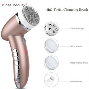 4IN1 Face Cleansing Brush Sonic Vibration Face Cleaner Silicone Facial Cleansing Brush Deep Pore Cleanser Electric Face Massage