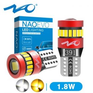 NAO T10 LED W5W 1.8W Car Side Interior lights 12V Super Bright Bulb 3030 3014 Chips Auto White 6000K Parking Marker Dome Lamps