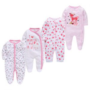 4pcs Long Sleeve pajamas Girls Pyjamas Rompers Cartoon Roupas Bebe De Infant Baby Clothes Toddler Jumpsuits Baby Boy overalls