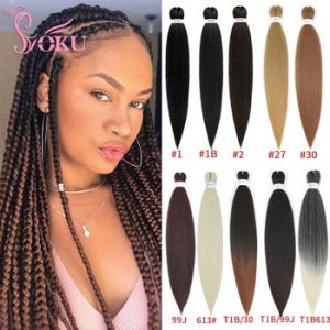 SOKU Synthetic Braiding Hair Extensions Yaki Straight DIY Senegal Box Crochet Braids Ombre Spetra Pre Stretched Braid Hair