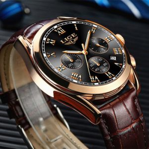 LIGE Mens Watches Top Brand Luxury Men's Fashion Business Waterproof Quartz Watch For Men Casual Leather Watch Relogio Masculino