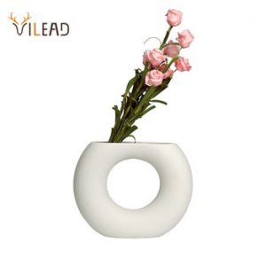 VILEAD Nordic Ceramic White Vase Decorative Bottle Dried Flowers Creative Flower Vase Ornaments For Home Decoracion Accessories