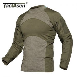 TACVASEN Men Summer Tactical T-shirt Army Combat Airsoft Tops Long Sleeve Military tshirt Paintball Hunt Camouflage Clothing 5XL