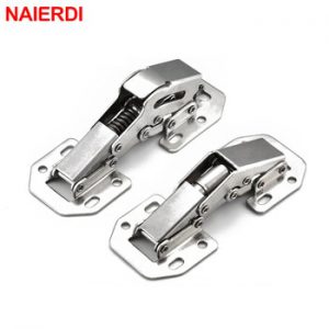 NAIERDI Kitchen Cabinet Hinges 90 Degree No-Drilling Hole Hydraulic Hinge For Cupboard Door Furniture Hardware With Screws