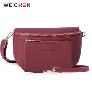 WEICHEN NEW Multi-functiona Women Fanny Pack Ladies Messenger Shoulder Chest Bag Female Fashion PU Leather Waist Bag Women's