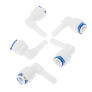 5Pc RO Water Filter Connectors Plastic Pipe Fitting Elbow  1/4"-1/4" OD Hose Pipe Reverse Osmosis Aquarium System Quick Coupling