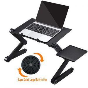 Adjustable Laptop Desk with Cooling Fan Ergonomic Portable Bed Lapdesk Tray PC Table Stand Notebook Desk Stand With Mouse Pad