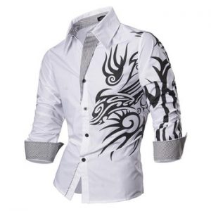 Jeansian Men's Fashion Dress Casual Shirts Button Down Long Sleeve Slim Fit Designer Z001 White2