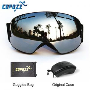 COPOZZ Ski Goggles with Box Case Ski Mask UV400 Anti-fog Snow Goggles Big Spherical Skiing Snowboarding for Women Men