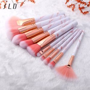 FLD 10 Pcs Professional Makeup Brushes Set Full Function Foundation Eye Powder Fan Blush Brush Makeup Tools Brushes Set Kit