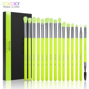 Docolor 15pcs Eye Makeup Brushes Set Professional Eye Shadow Concealer Eyebrow Eyelash Eye Liners Blending Neon Make Up Brushes