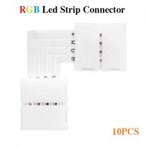 10PCS 4-Pin L Shape 5050 RGB LED Strip Light Connector Adapter 90 Degree Angle Corner PCB Clip Joint Kit