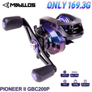 Mavllos Pioneer II GBC200 P Baitcasting Fishing Reel Left Right Hand 169g Ultralight Metal Spool BFS Fishing Baitcasting Reel