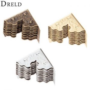 DRELD 10Pcs Antique Furniture Metal Crafts Jewelry Box Corner Foot Wooden Case Corner Protector Decorative Corner 25mm