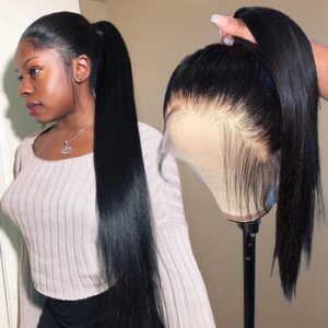 360 lace frontal human hair wigs Pre Plucked for black women straight short brazilian front hd long remy wig full lace ponytail