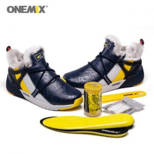 ONEMIX Men Snow Boots Waterproof Warm Winter Ankle Boots Casual Outdoor Athletic Comfortable Warm Wool Shoes Jogging Sneakers