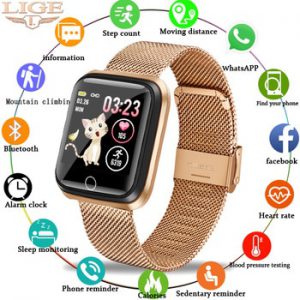 LIGE Sports Ladies Smart Watch Women Fitness Tracker Waterproof Heart Rate Blood Pressure Monitor Fashion Electronic Watches Men