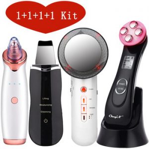 EMS Mesotherapy RF Radio Frequency Facial Beauty + Blackhead Remover + Ultrasoic Skin Scrubber + Infrared Body Slimming Massager