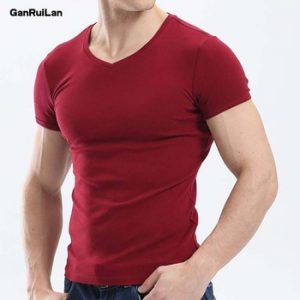 2021 New Muscle Men T Shirt Fitness T-shirts Mens V neck Man T-shirt For Male Tshirts M-4XL Plue Size B0667