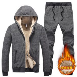 Lamb Cashmere Tracksuit Men Winter Mens Hoodie+Pants Fleece Thick Hooded Track Suit Casual Warm Men Set Winter Two Pieces Set