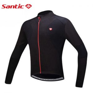 Santic Men's Cycling Jackets Windproof Thermal MTB Bike Jersey Winter Fleece Reflective Softshell Bicycle Clothing Sports Coat