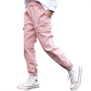 Girls Sport Pants Solid Color Cargo Pants For Girls Autumn Winter Children Pants Teenage Girls Clothes 6 8 10 12 14