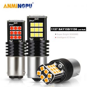 ANMINGPU 2x Signal Lamp Bay15d Led 1157 P21 5W 3030SMD Super Bright BA15S P21W BAU15S PY21W 1156 LED For Car Brake Backup Light