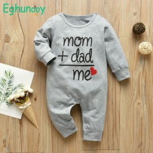 Baby Boys Girls Romper Cotton Long Sleeve Letter Mom Plus Dad Equal Me Jumpsuit Infant Clothing Autumn Newborn Baby Clothes