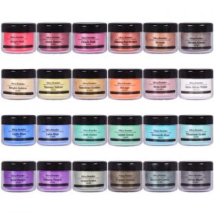 24Colors Natural Mica Powder Handmade Soap Making Glitter Pearl Powder Epoxy Resin Pigment for Nail Art/Eyeshadow DIY/ Lip Gloss