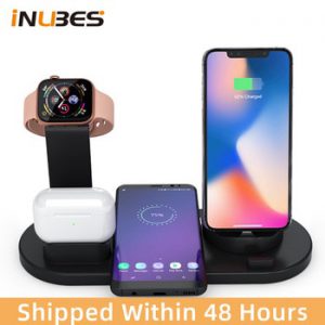 Qi 4 in 1 Wireless Charger For iPhone Charging Dock Station For Apple Watch Airpods Charger Micro USB Type C Stand Fast Charging