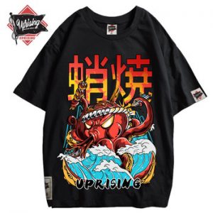 Hip Hop T Shirt Streetwear Oversized Funny Octopus Men Harajuku T-Shirt Japanese Style Summer Tops Tees Cotton anime Tshirt